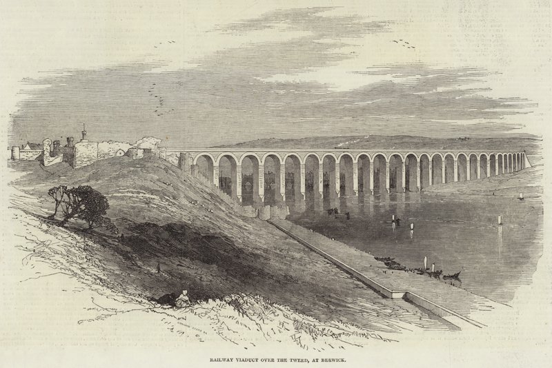 Spoorwegviaduct over de Tweed, bij Berwick door English School