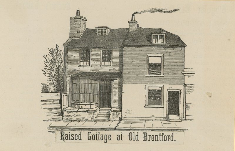 Verhoogd huisje in oud Brentford door English School