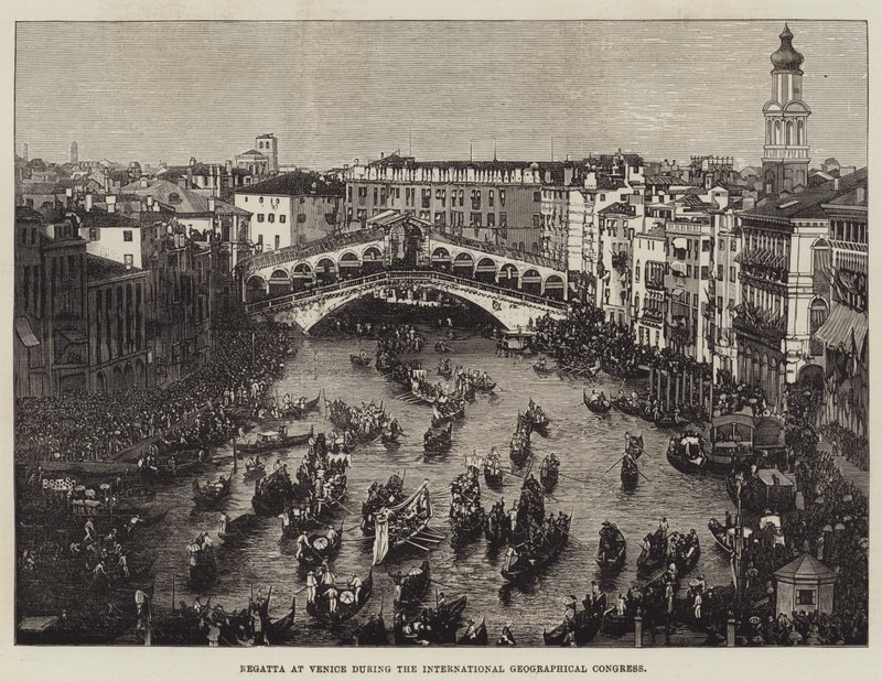 Regatta in Venetië tijdens het Internationale Geografische Congres door English School