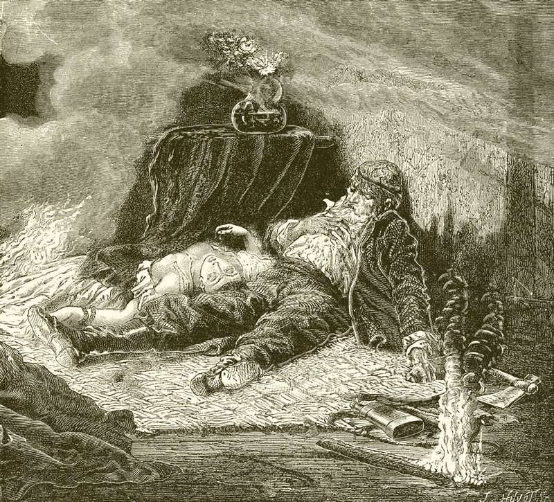 Overblijfselen van de Vikingaanval door English School