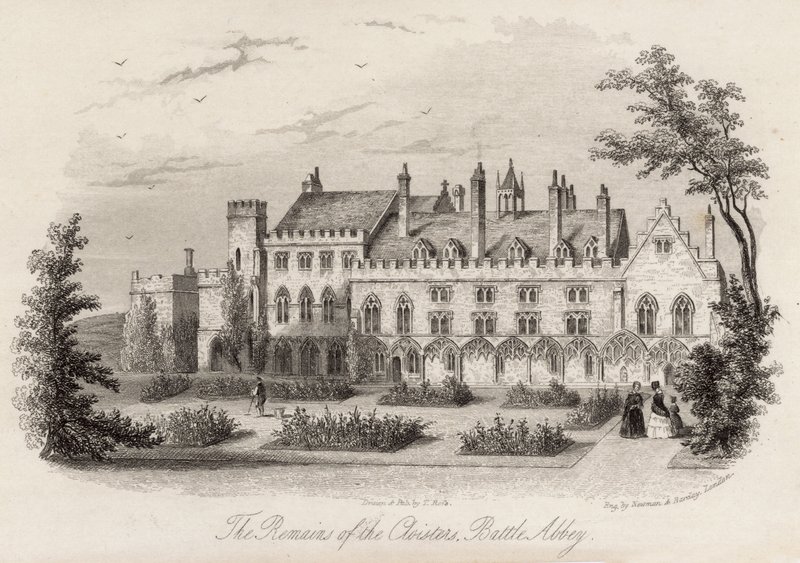 Restanten van de kloosters bij Battle Abbey door English School