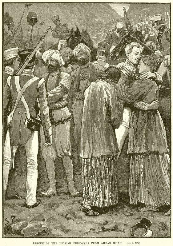 Redding van de Britse gevangenen van Akbar Khan door English School