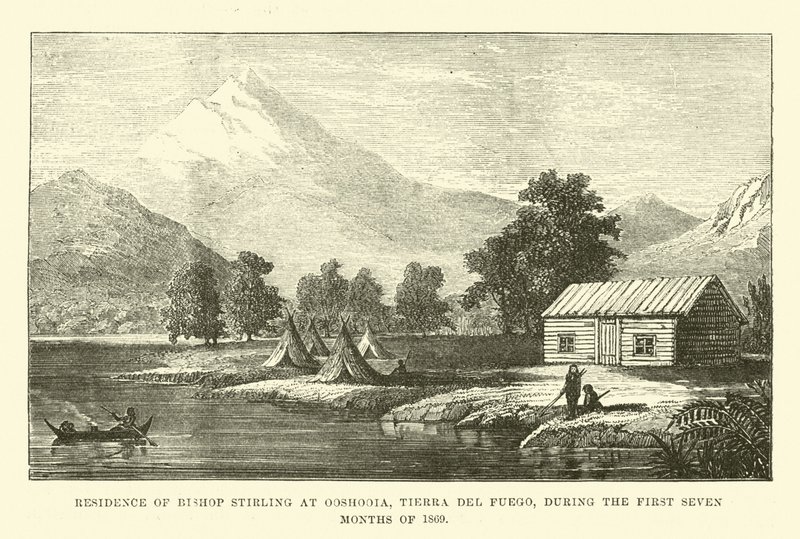Woning van bisschop Stirling in Ooshooia, Tierra del Fuego, tijdens de eerste zeven maanden van 1869 door English School