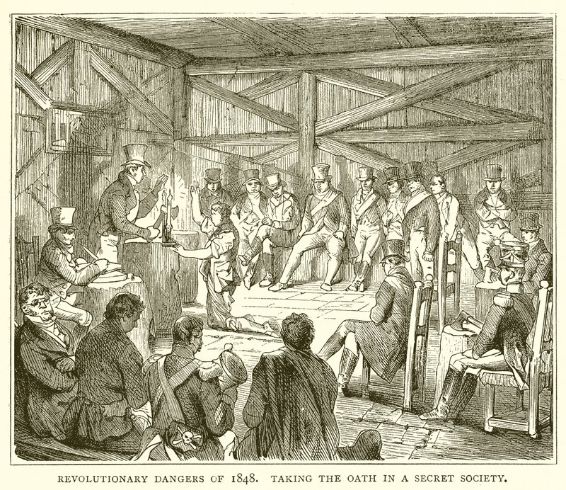 Revolutionaire gevaren van 1848. De eed afleggen in een geheime samenleving door English School