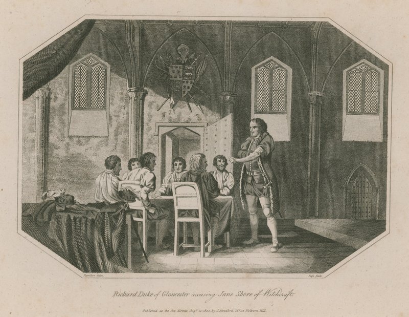 Richard, hertog van Gloucester, beschuldigt Jane Shore van hekserij door English School