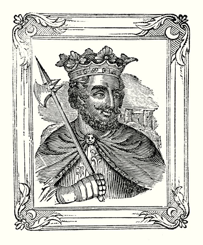 Richard I werd geboren in 1157, gekroond in 1189, en stierf in 1199 (gravure) door English School