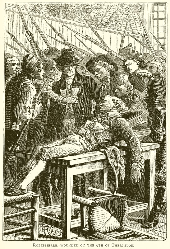 Robespierre Gewond op de 9e van Thermidor door English School