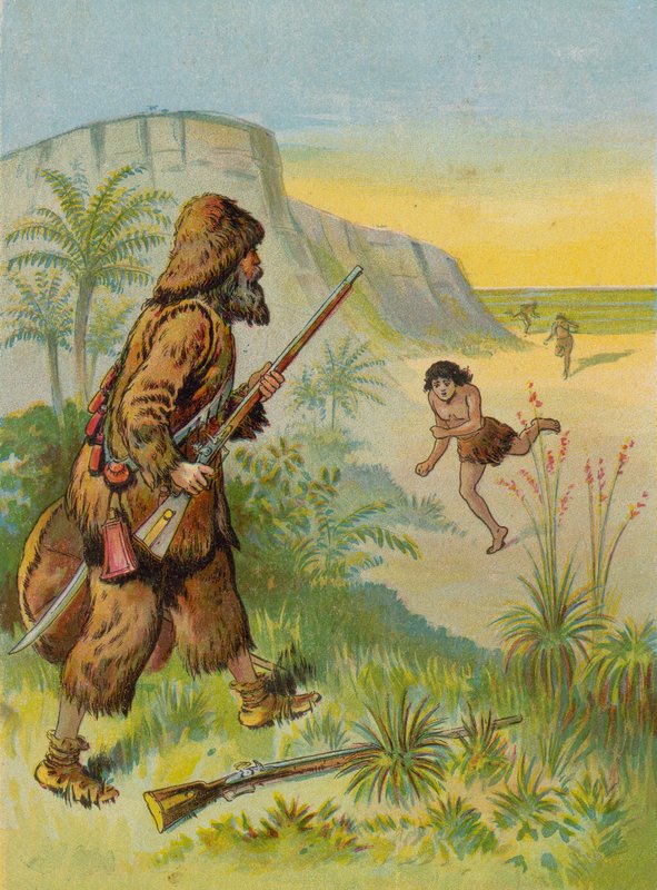 Robinson Crusoe redt het leven van Vrijdag door English School