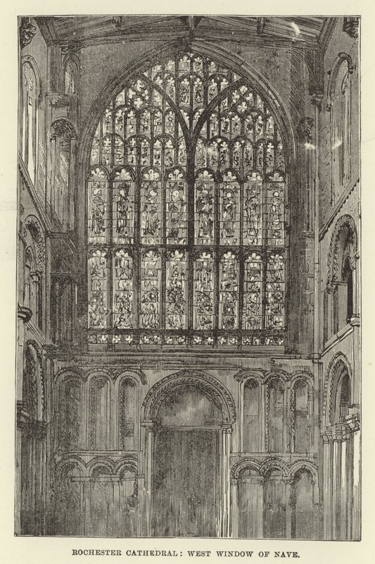 Kathedraal van Rochester, westelijk raam van het schip door English School