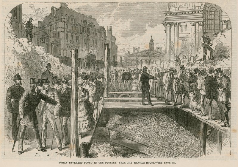 Romeins mozaïek gevonden in de Poultry, nabij het Mansion House door English School