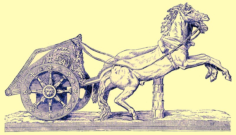 Romeinse racewagen, illustratie uit Cassells Illustrated Universal History door Edward Ollier, gepubliceerd 1890 door English School