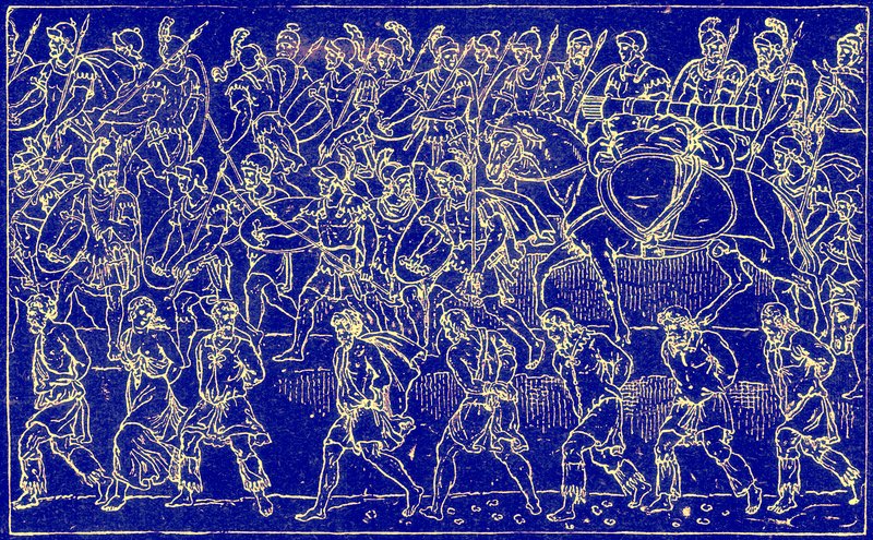 Romeinse soldaten en barbaarse gevangenen, illustratie uit The Illustrated History of the World, gepubliceerd ca. 1880 door English School