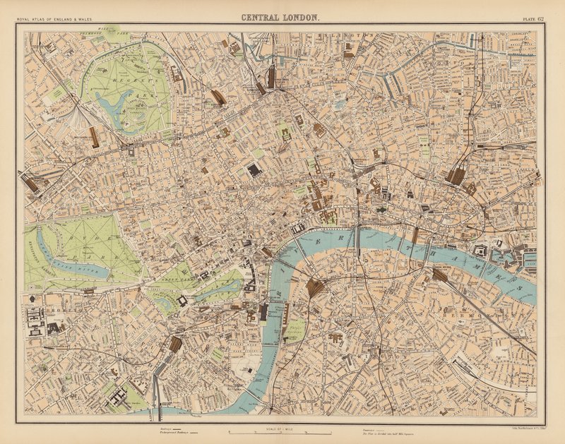 Royal Atlas, ca. 1900: Centraal Londen door English School