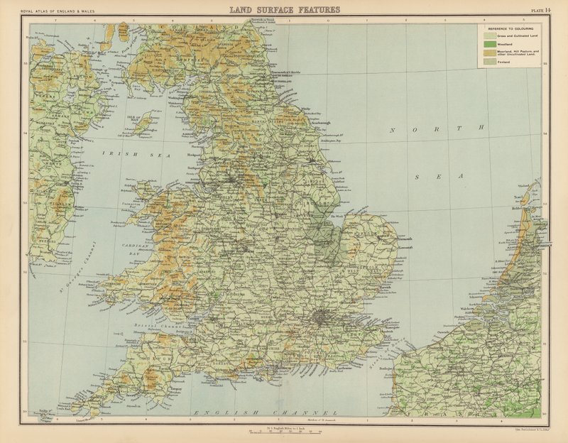 Koninklijke Atlas, ca. 1900: Landoppervlaktekenmerken door English School