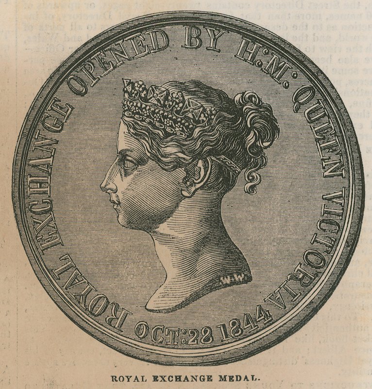 Royal Exchange Medaille, geslagen ter herdenking van de opening van de Royal Exchange in 1844 door English School