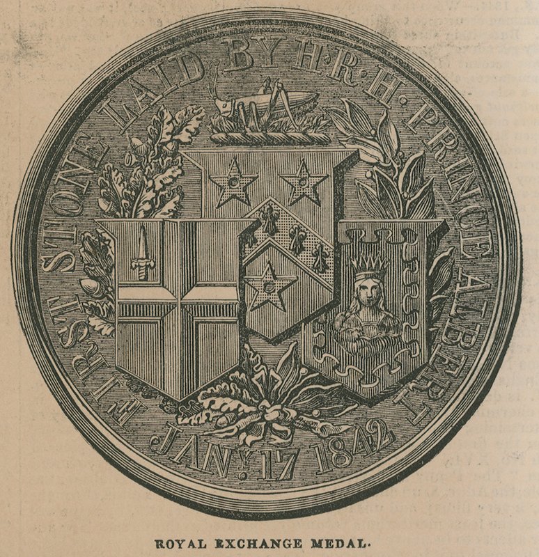 Royal Exchange Medaille, geslagen ter herdenking van de opening van de Royal Exchange in 1844 door English School