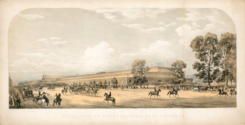 Koninklijk bezoek aan de Grote Tentoonstelling 1851, Oostelijke ingang door English School