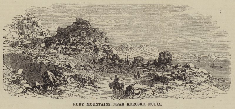Ruby Mountains, nabij Korosko, Nubië (gravure) door English School