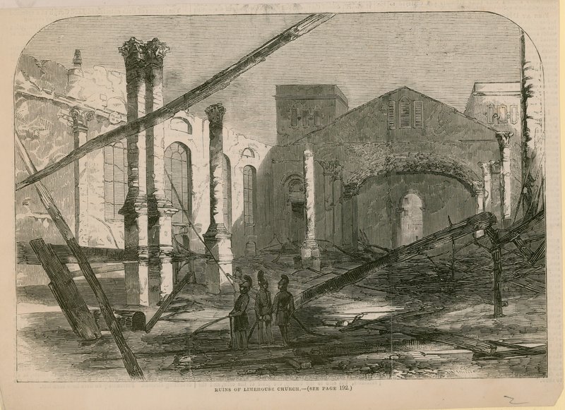 Ruïnes van de Limehouse Kerk door English School