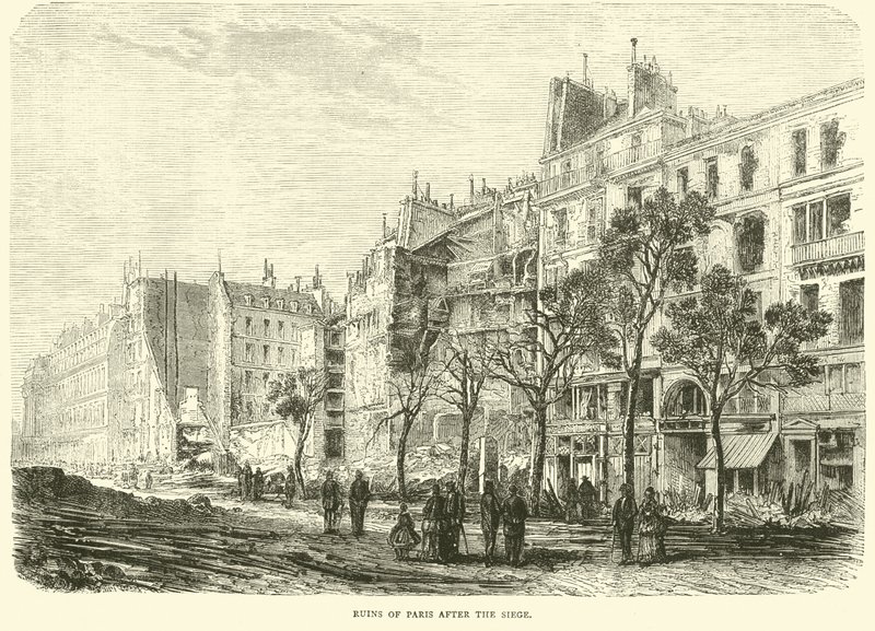 Ruïnes van Parijs na de belegering, april 1871 door English School
