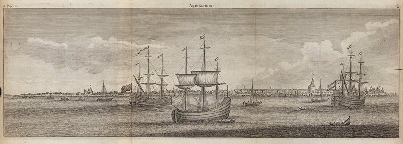 Zeilschepen bij Archangel, Rusland door English School