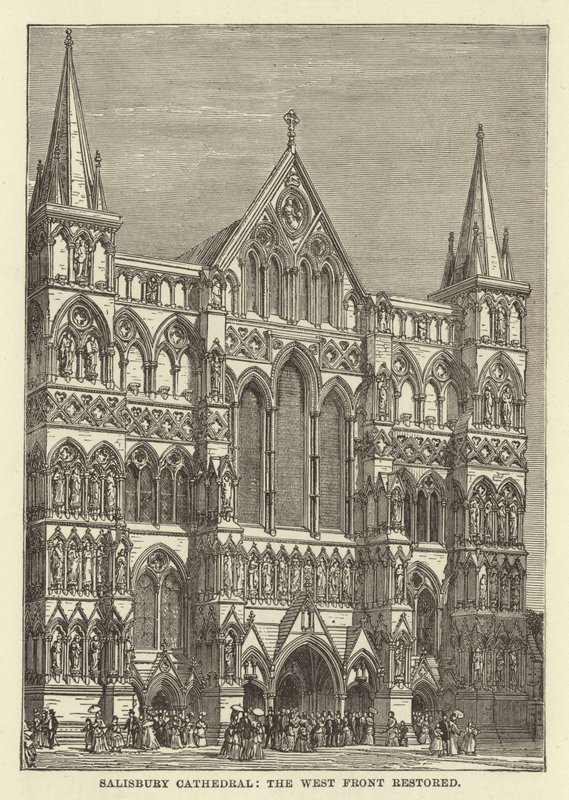 Salisbury Kathedraal, gerestaureerd westfront door English School