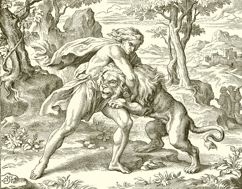 Samson en de leeuw door English School