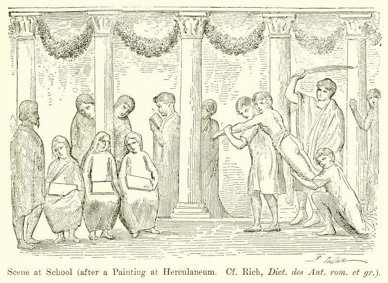 Scène op school (naar een schilderij in Herculaneum. Cf. Rich, Dict. des Ant. rom. et gr.) door English School