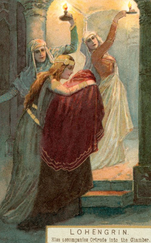 Scène uit Lohengrin: Elsa begeleidt Ortrude naar de kamer door English School