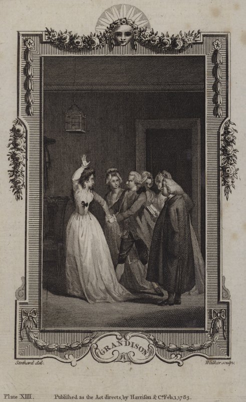 Scène uit De geschiedenis van Sir Charles Grandison, door Samuel Richardson door English School