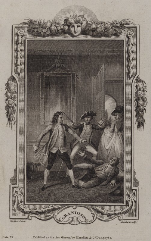 Scène uit De geschiedenis van Sir Charles Grandison, door Samuel Richardson door English School