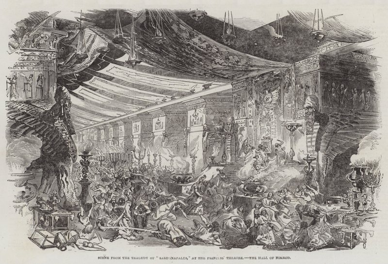Scène uit de tragedie van "Sardanapalus," in het Princess