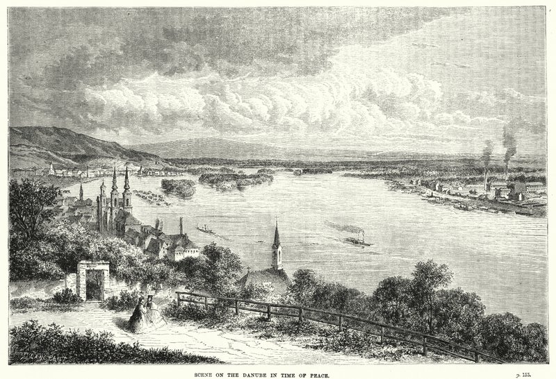 Scène aan de Donau in vredestijd door English School