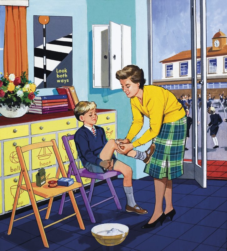 Schoolverpleegster (gouache op papier) door English School