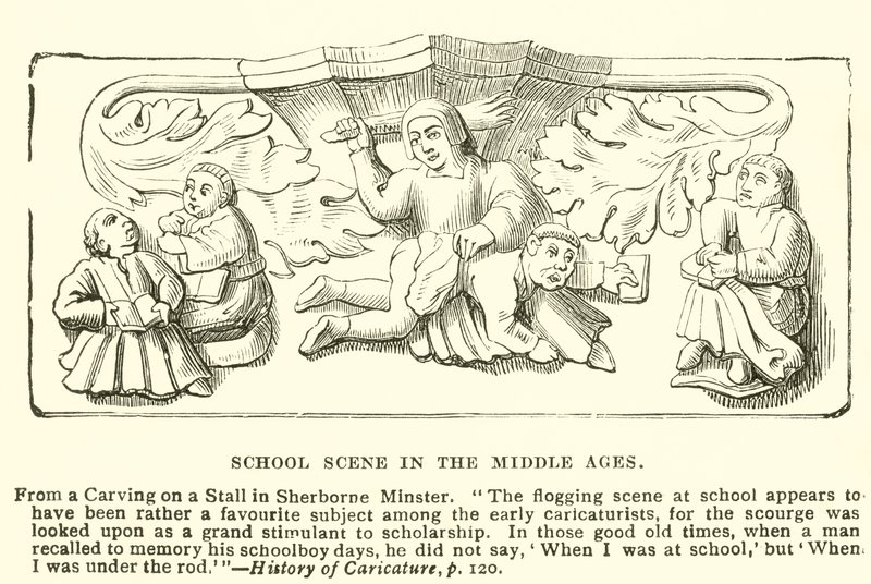 Schoolscène in de Middeleeuwen door English School