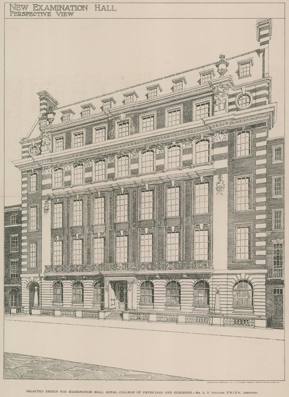 Geselecteerd ontwerp voor de Examenzaal, Royal College of Physicians and Surgeons door English School