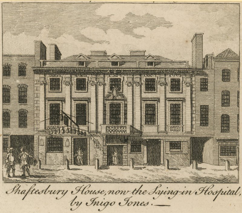 Shaftesbury House, nu het Lying in Ziekenhuis, ontworpen door Inigo Jones door English School
