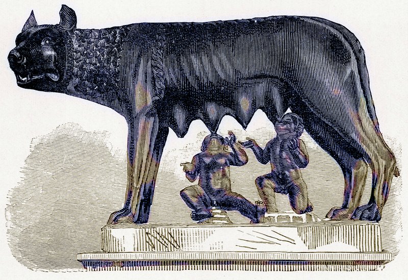 Wolvin van het Capitool, illustratie uit History of Rome door Victor Duruy, gepubliceerd 1884 door English School
