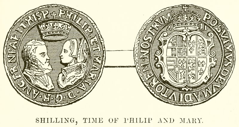 Shilling, tijd van Philip en Mary door English School