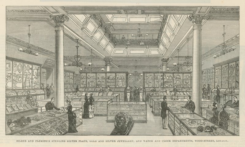 Silber en Flemings sterling zilveren plaat, goud en zilveren sieraden, en horloge- en klokafdelingen door English School