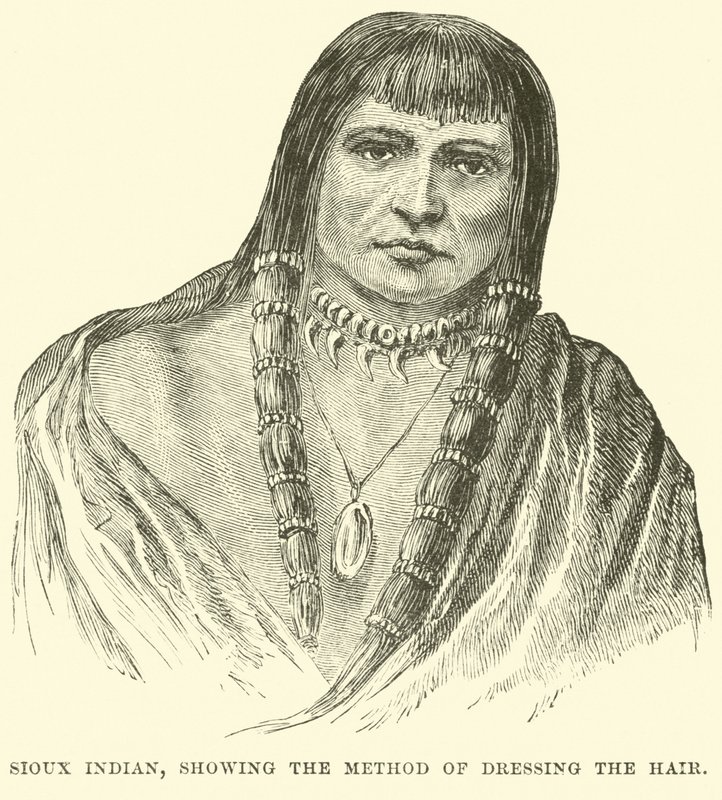 Sioux Indiaan, toont de manier van haarverzorging door English School