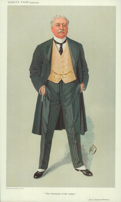 Sir A Osmond Williams, De Kampioen van de Dames, 1 december 1909, Vanity Fair cartoon door English School