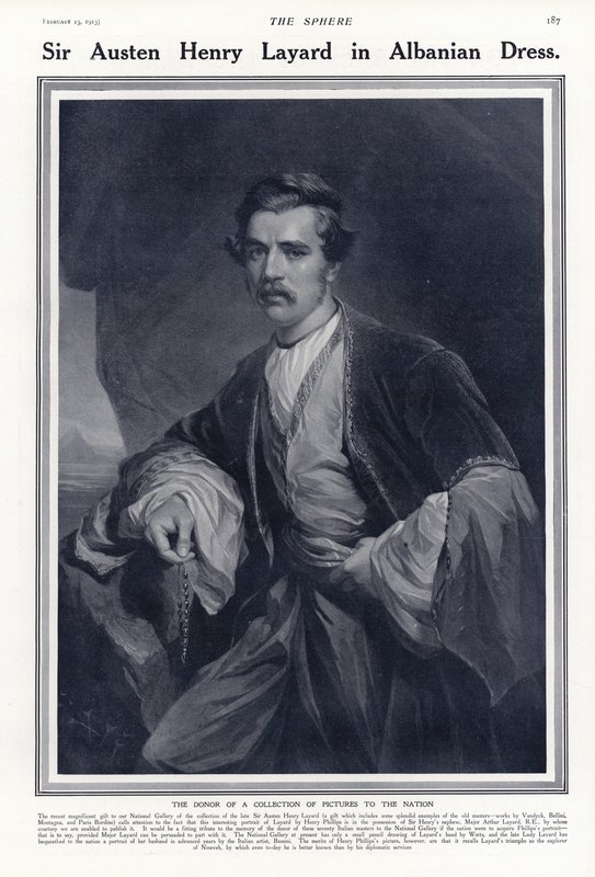 Sir Austen Henry Layard in Albanese kleding door English School
