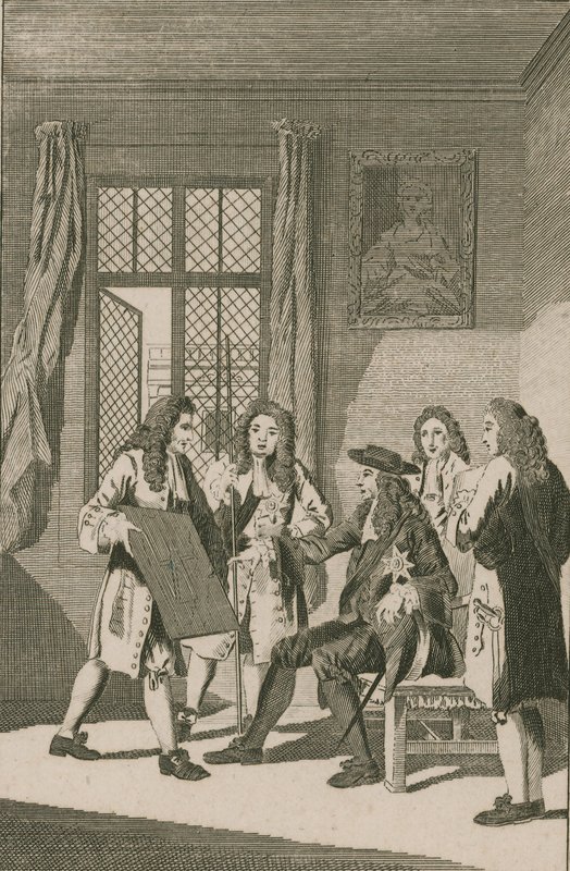 Sir Christopher Wren presenteert aan Koning Charles II zijn plan voor de wederopbouw van de stad Londen door English School