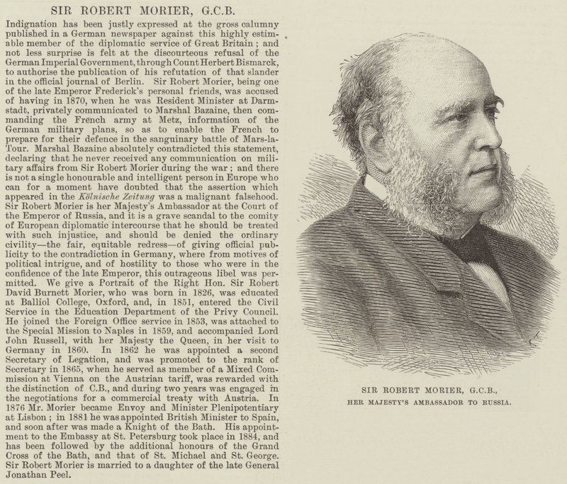 Sir Robert Morier, GCB, Hare Majesteit