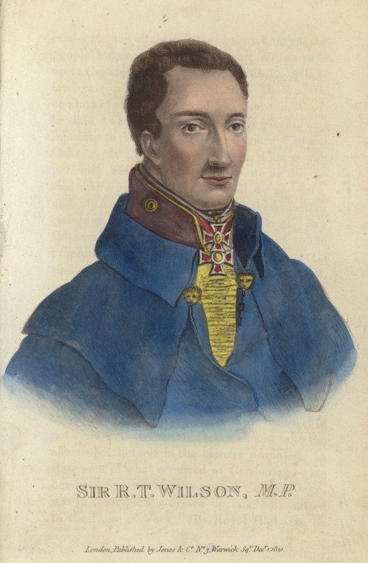 Sir Robert Thomas Wilson, Britse soldaat en politicus (gekleurde gravure) door English School
