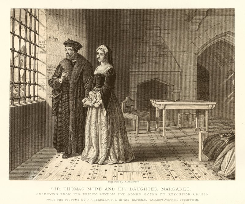 Sir Thomas More en zijn dochter Margaret door English School