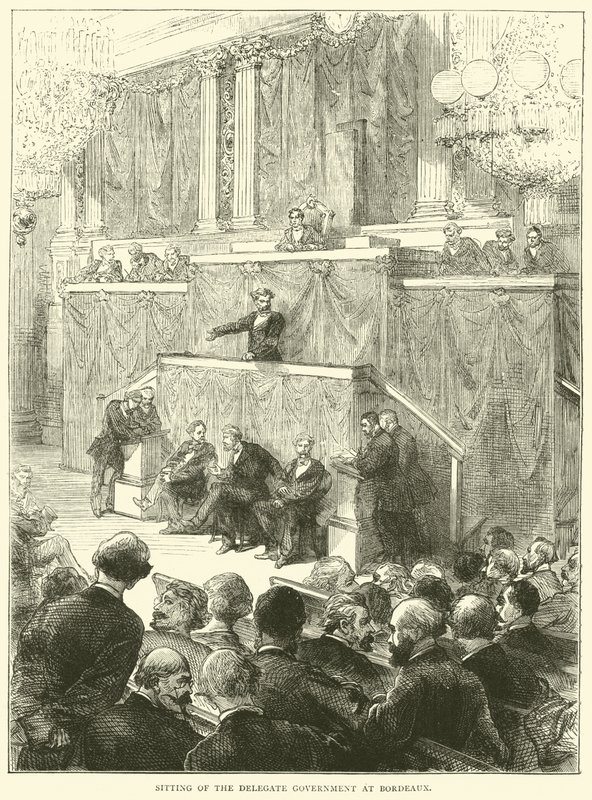 Zitting van de gedelegeerde regering in Bordeaux, december 1870 door English School