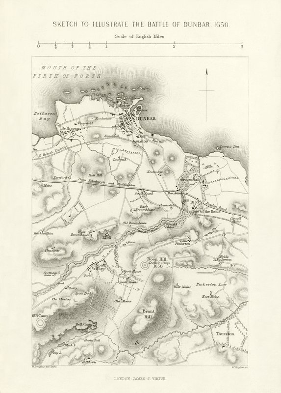 Schets ter illustratie van de Slag bij Dunbar, 1650 door English School
