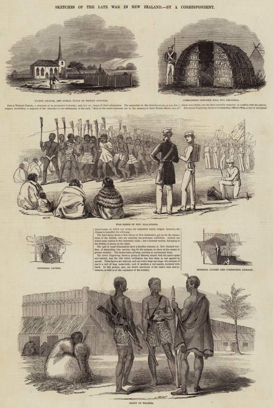 Schetsen van de Laatste Oorlog in Nieuw-Zeeland (gravure) door English School